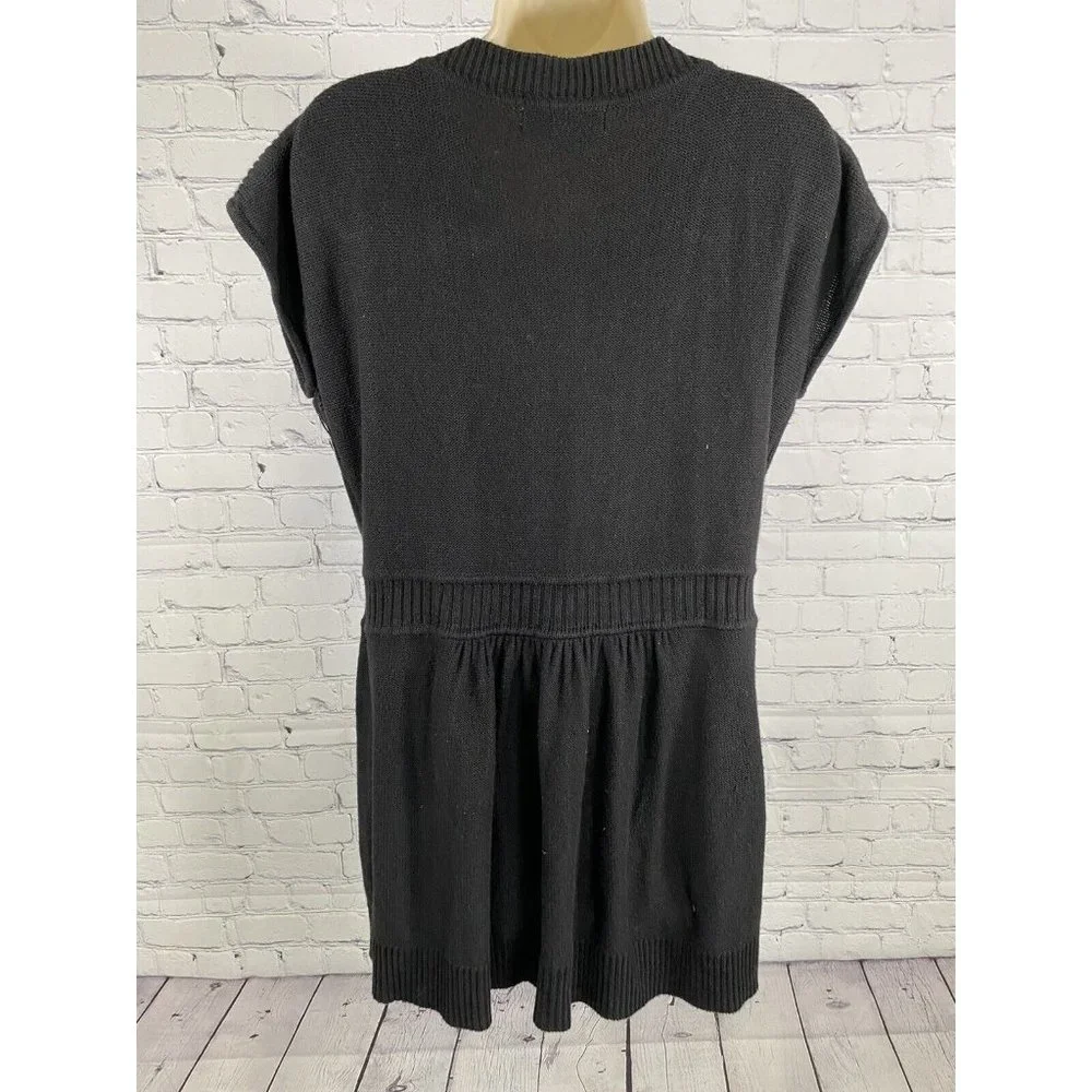 Michael Kors Front Zip Short Sleeve Knit Short Black Casual Dress L